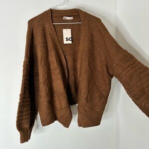 SO Ribbed Baggy Sleeve Oversized Brown Knit Cardigan NWT